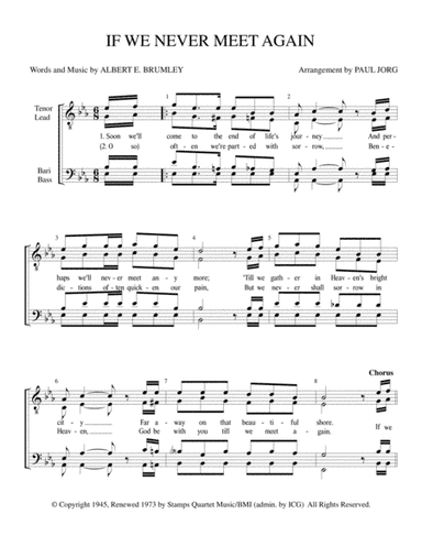 If We Never Meet Again (arr. Paul A. Jorg)