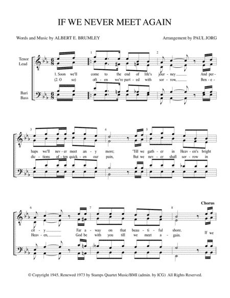 If We Never Meet Again (arr. Paul A. Jorg)