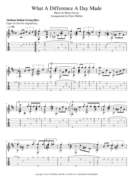 What A Diff'rence A Day Made (arr. Peter Miklitz)