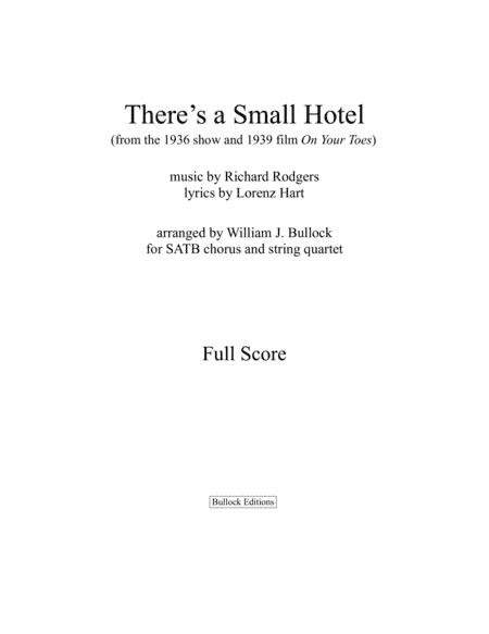 There's A Small Hotel (arr. William J. Bullock)