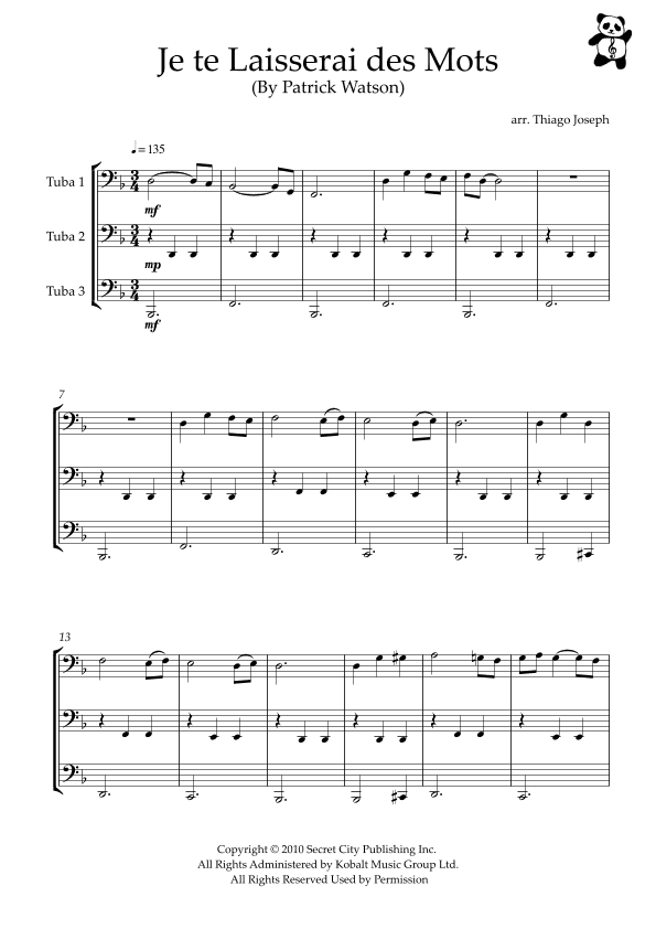 Je Te Laisserai Des Mots (arr. Thiago Joseph)