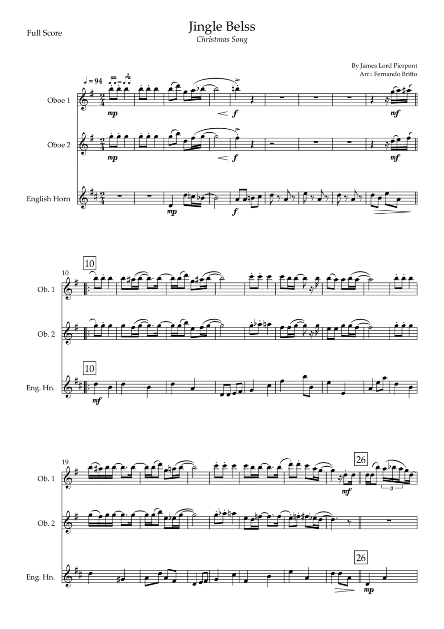 Jingle Bells - Jazz Version (Christmas Song) for Woodwind Trio (arr. Fernando Britto)