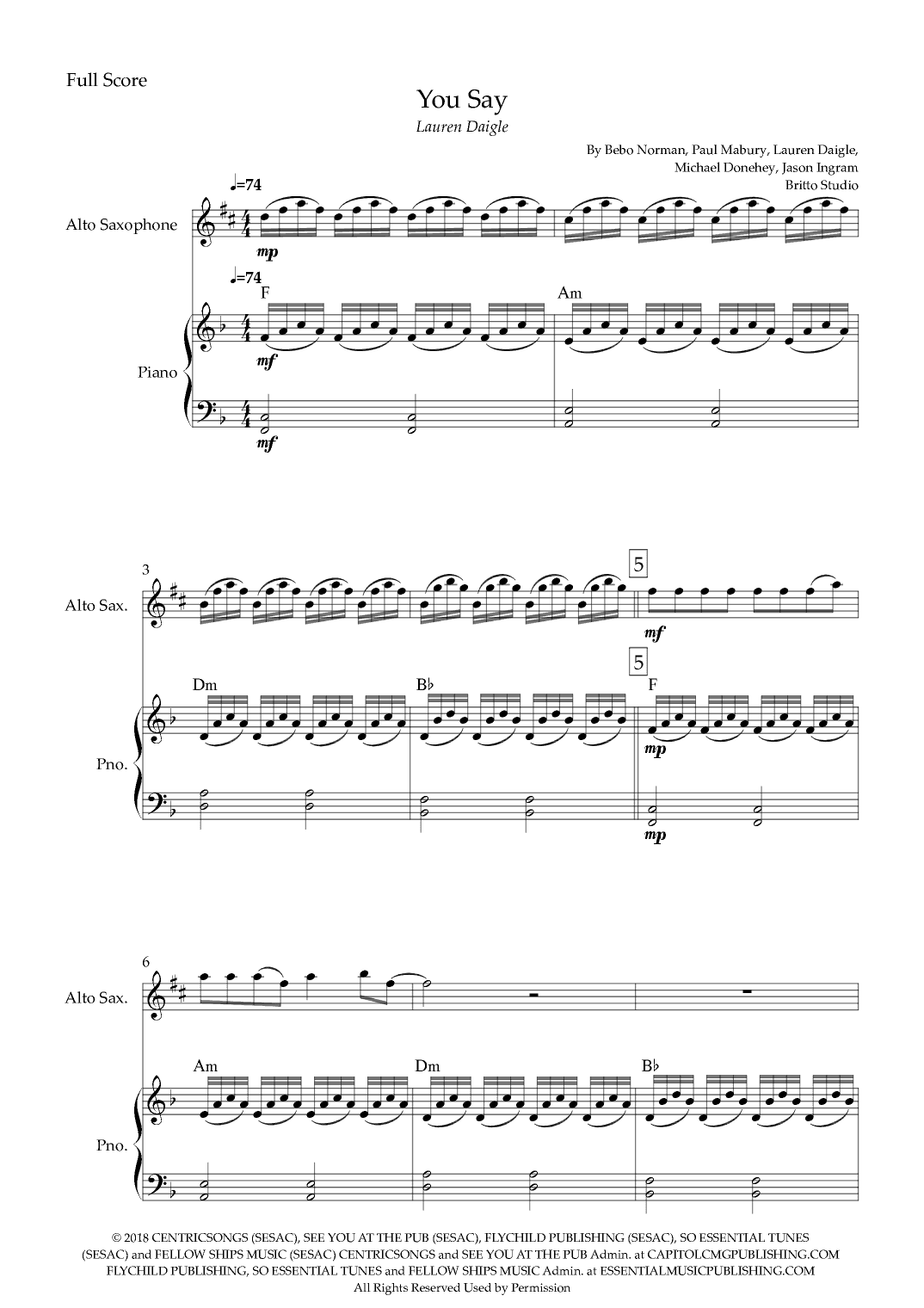 You Say (arr. Fabio Britto)