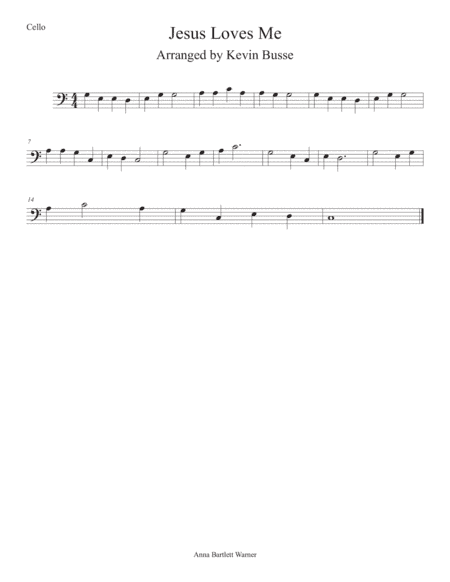 Jesus Loves Me (Easy key of C) - Cello (arr. Kevin Busse)