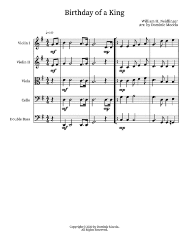 Birthday of a King (arr. Dominic Meccia)