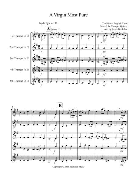 A Virgin Most Pure (F) (Trumpet Quintet) (arr. Regis Bookshar)