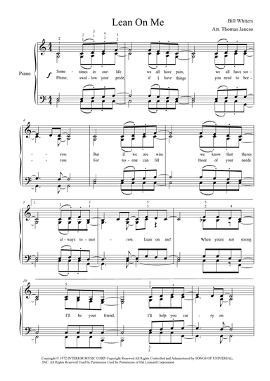 Lean On Me (arr. Thomas Jancso)