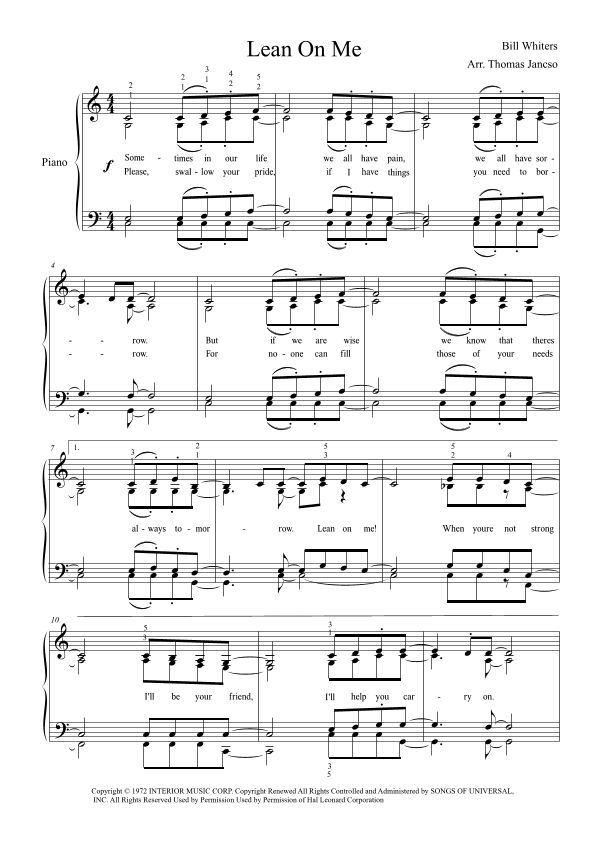 Lean On Me (arr. Thomas Jancso)