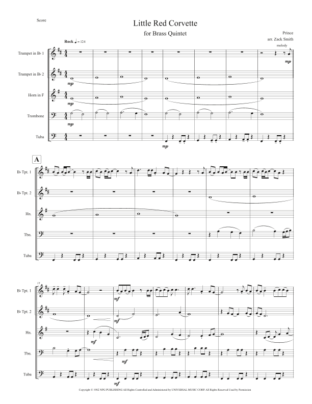 Little Red Corvette (arr. Zack Smith)