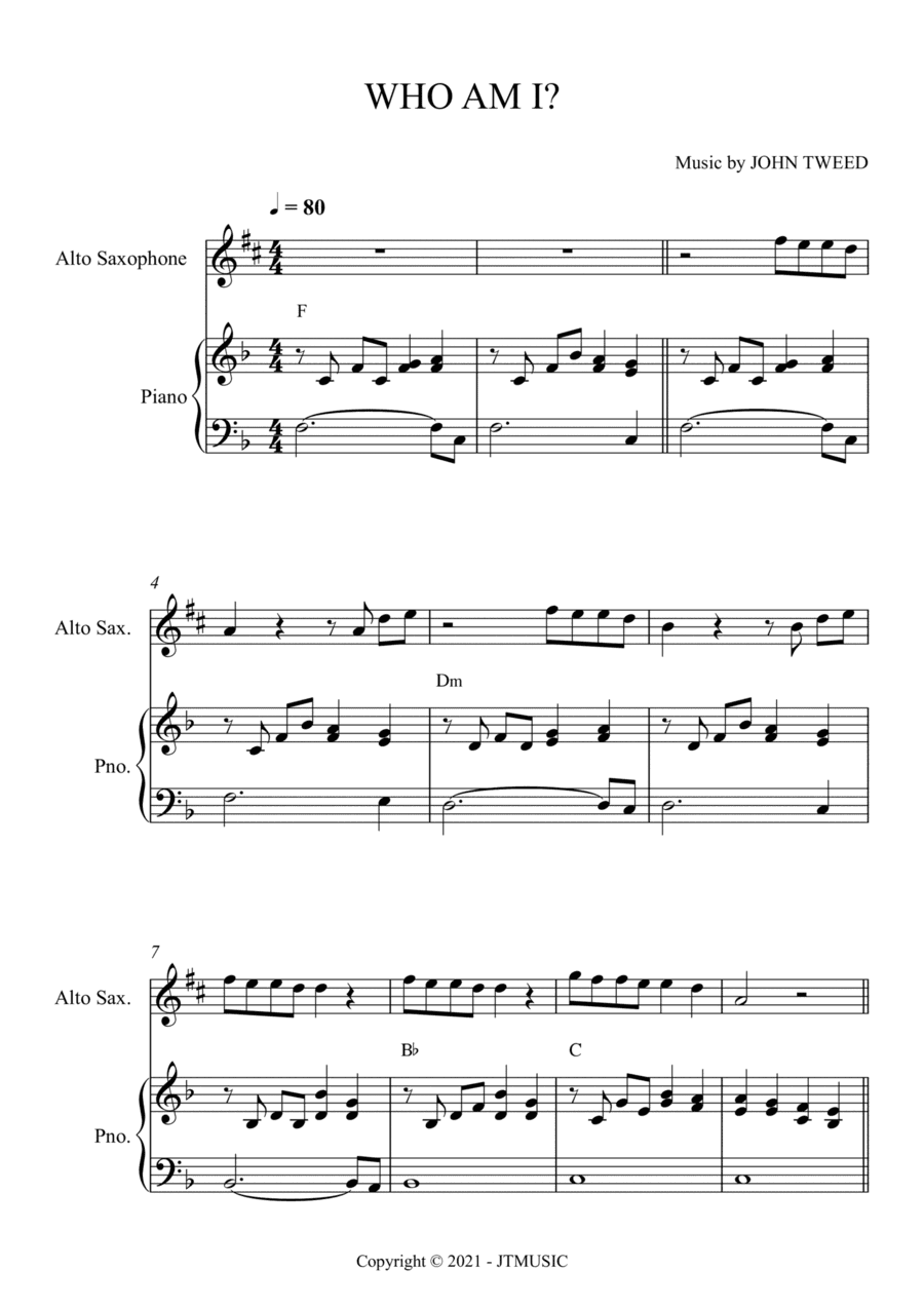 Who Am I? for Alto Sax and Piano