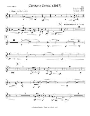 Concerto Grosso (2017) clarinet in Bb 1
