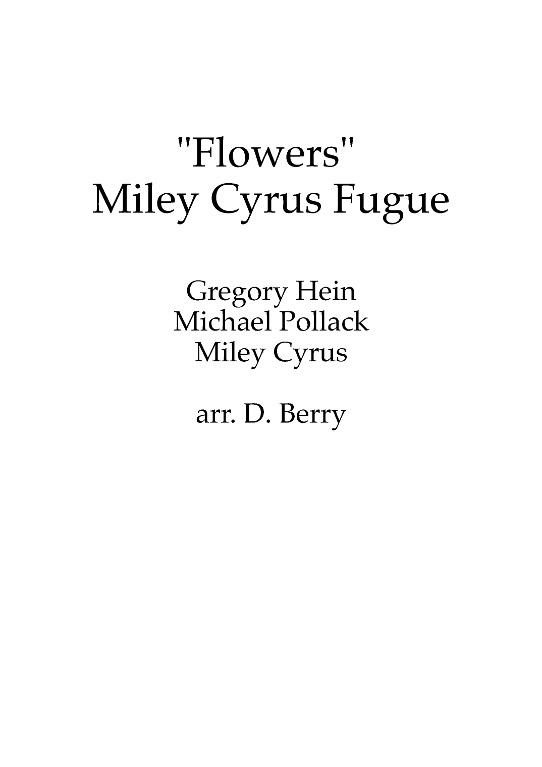 Flowers (arr. D. Berry)