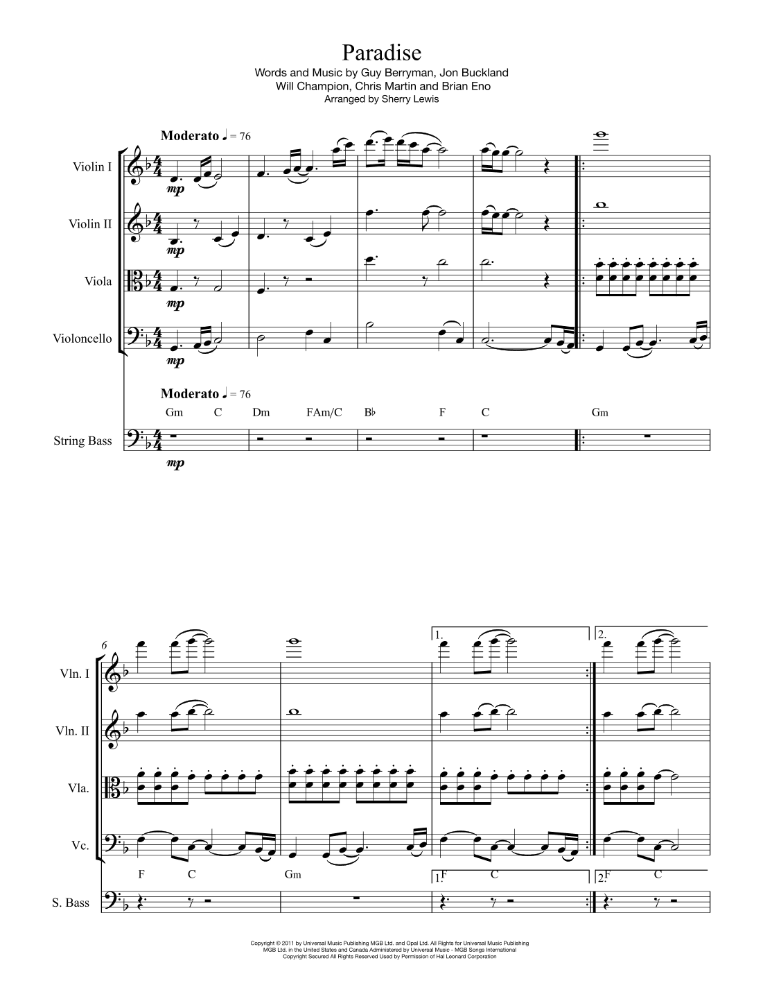 Paradise (arr. Sherry Lewis)