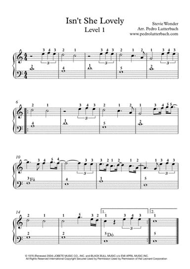 Isn't She Lovely (arr. Pedro Lutterbach)