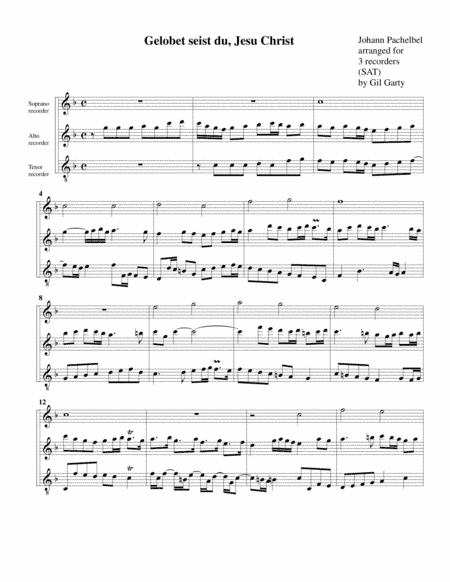 Gelobet seist du, Jesu Christ (arrangement for 3 recorders) (arr. Gil Garty)