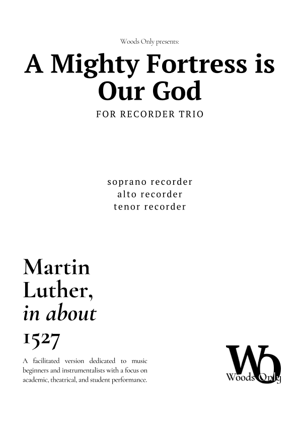A Mighty Fortress is Our God by Luther for Recorder Trio (arr. Ander)