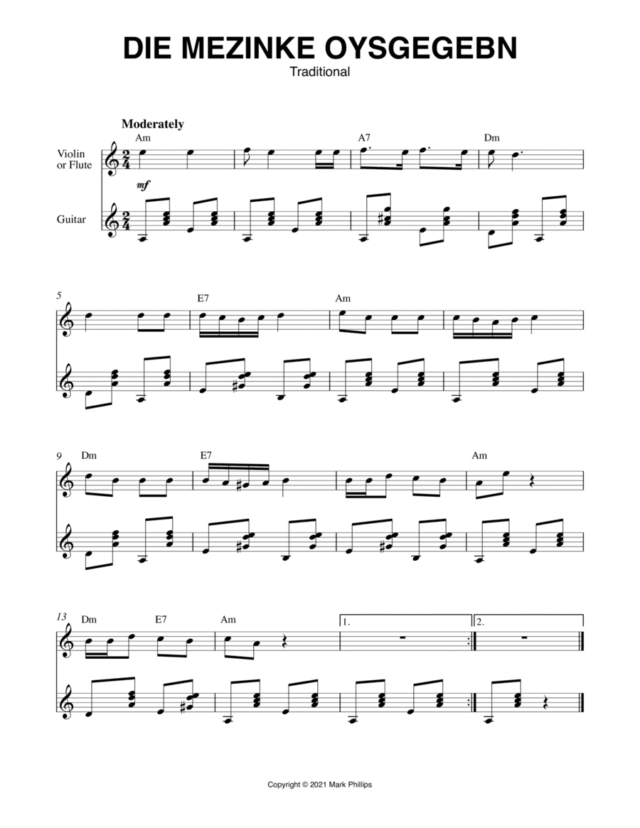 Die Mezinke Oysgegebn (arr. Mark Phillips)