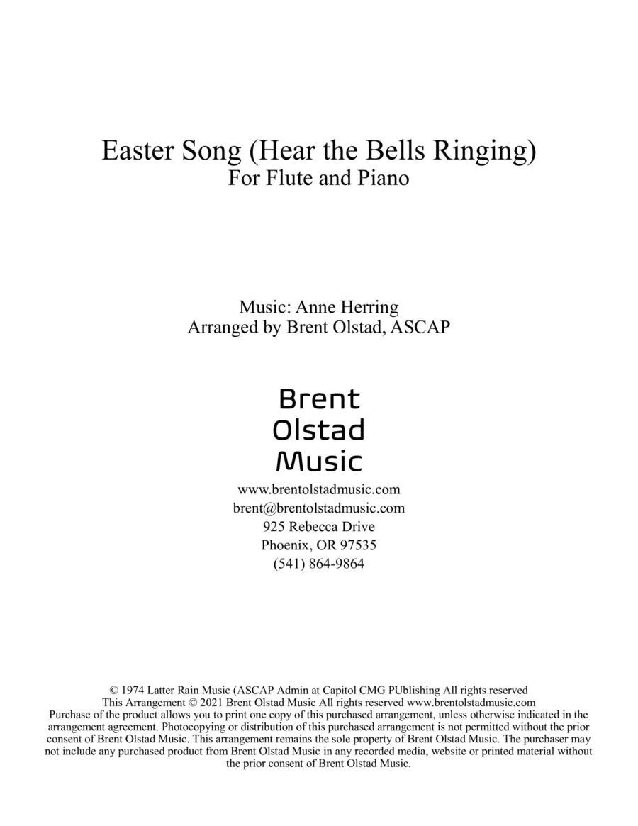 Easter Song Hear The Bells Ringing (arr. Brent Olstad, ASCAP)