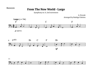 Largo (2nd movement of the Symphony no. 9 'From The New World') (arr. Rodrigo Faleiros)