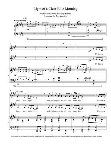 Light Of A Clear Blue Morning (arr. Jon Arterton)