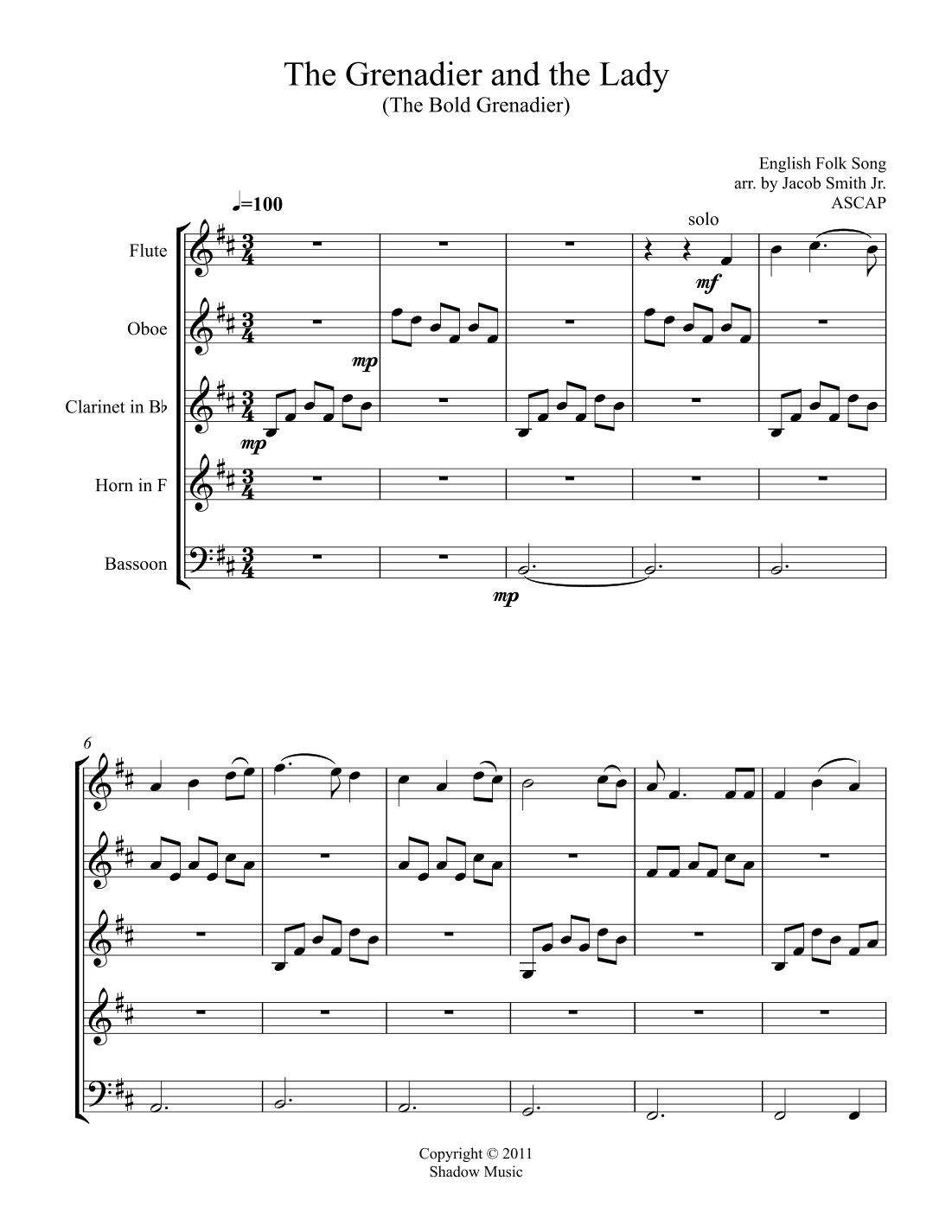 The Grenadier and the Lady (arr. Jacob Smith Jr)