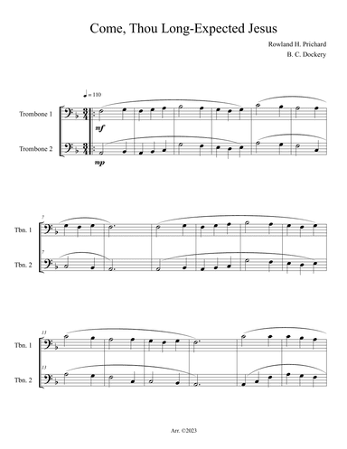 Come, Thou Long-Expected Jesus (Trombone Duet) (arr. B. C. Dockery)