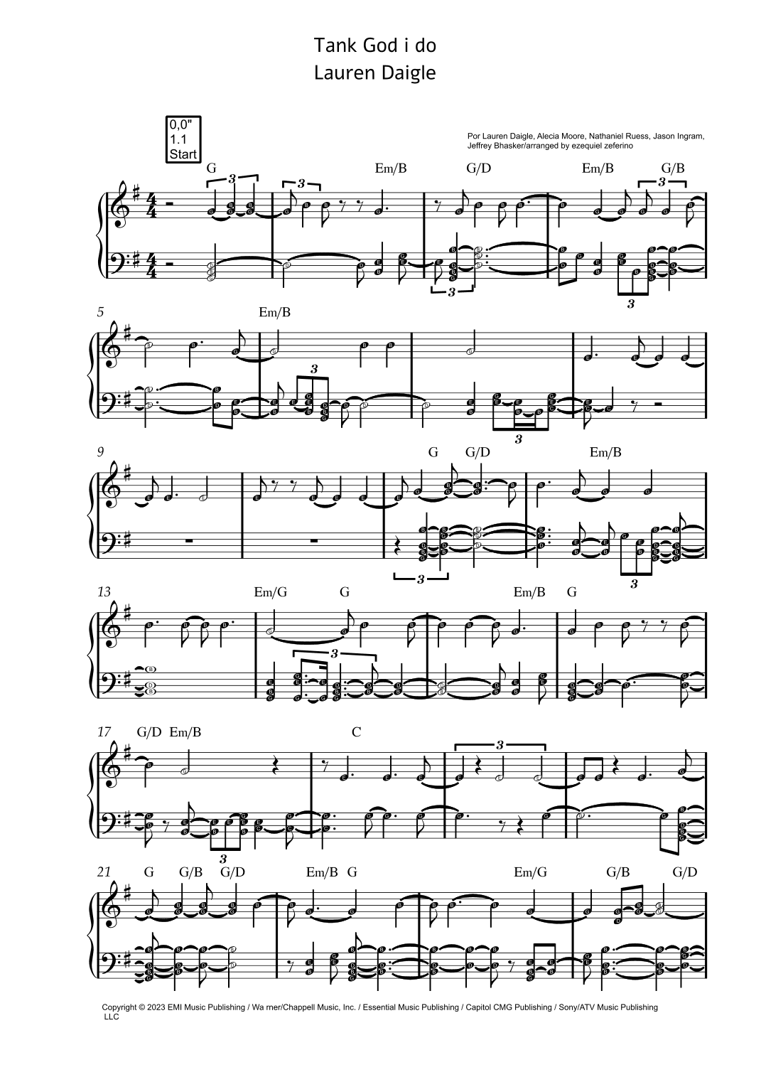 Thank God I Do (arr. by ezequiel)