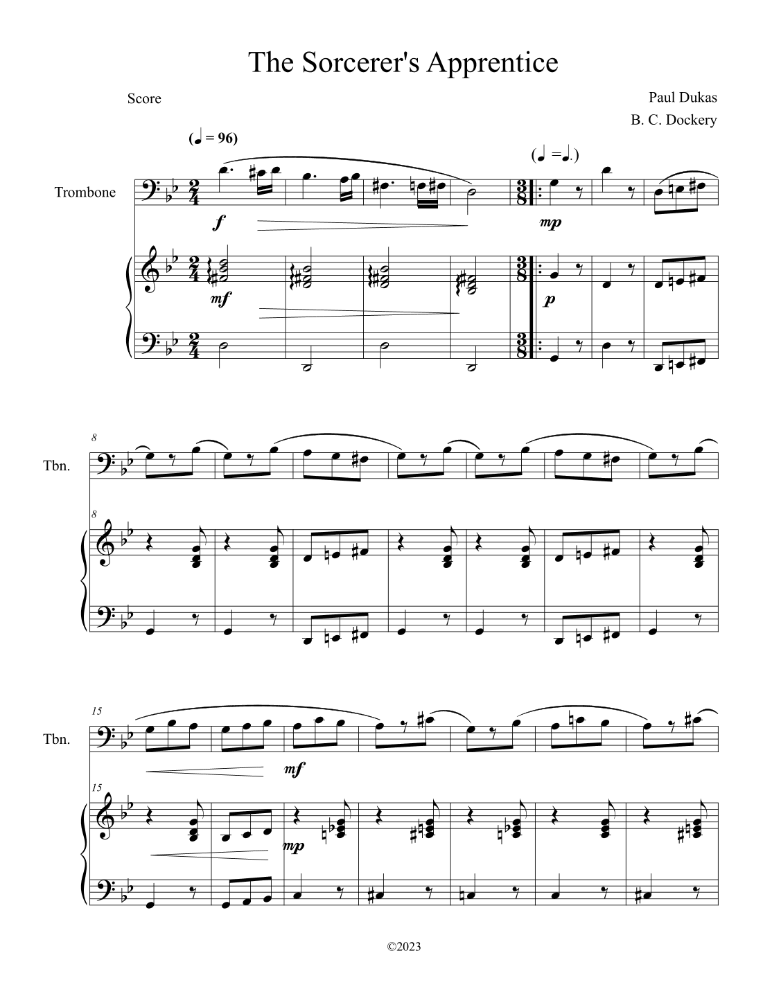The Sorcerer's Apprentice (Trombone Solo with Piano Accompaniment) (arr. B. C. Dockery)