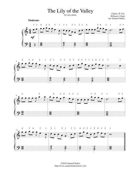 The Lily of the Valley - for easy piano (arr. Samuel Stokes)