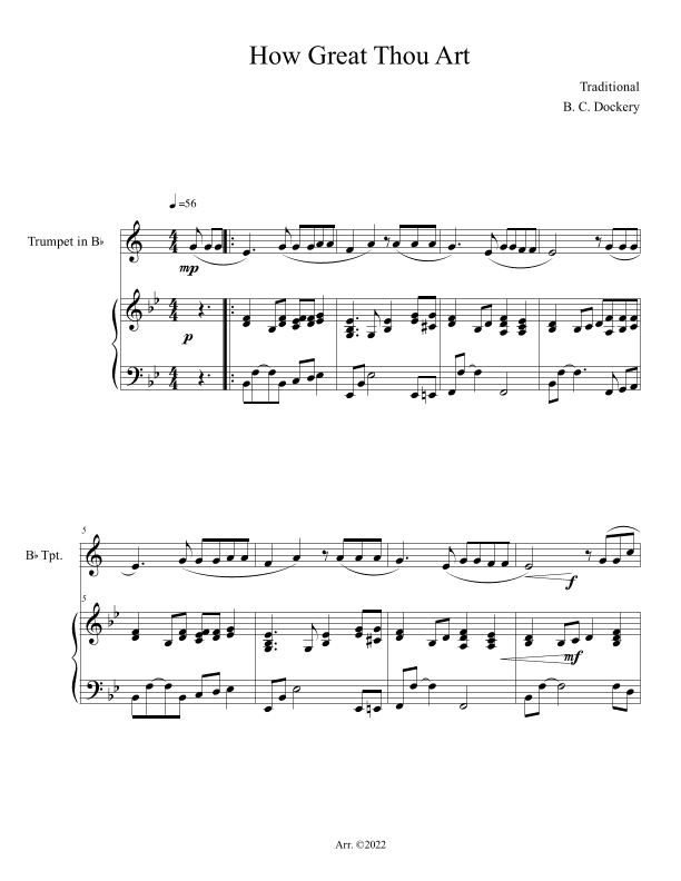 How Great Thou Art (Trumpet Solo with Piano Accompaniment) (arr. B. C. Dockery)