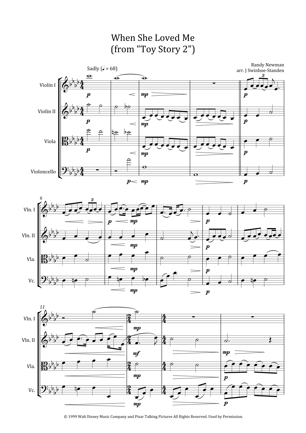 When She Loved Me (arr. J Swinhoe-Standen)