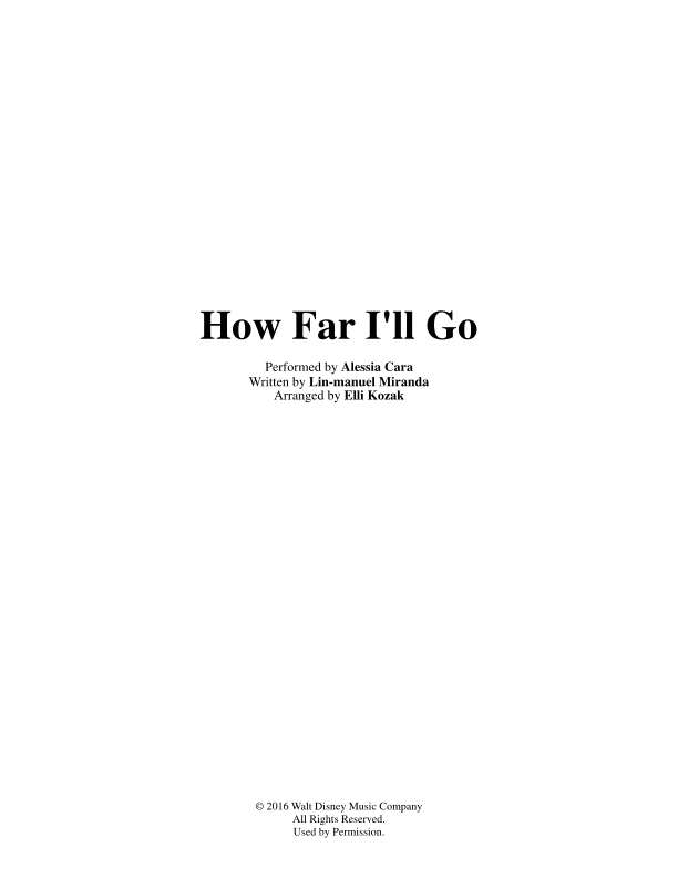 How Far I'll Go (arr. Elli Kozak)