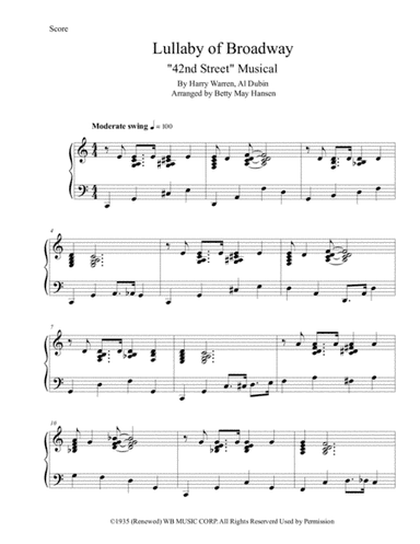 Lullaby Of Broadway (arr. Betty May Hansen)