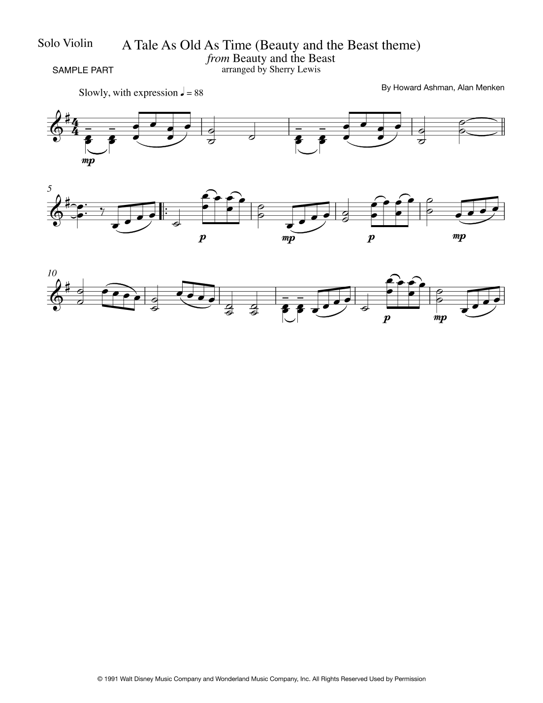 Beauty And The Beast (arr. Sherry Lewis)