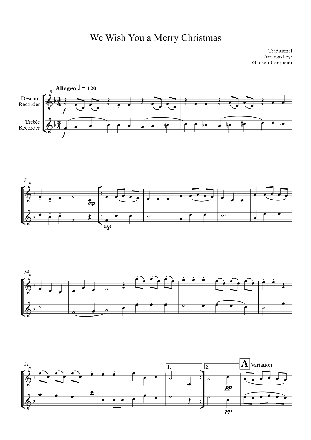 We Wish You a Merry Christmas (arr. Gildson Cerqueira)