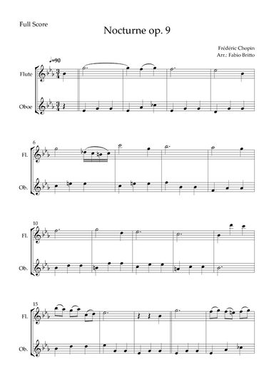 Nocturne Op.9 No. 2 (Frédéric Chopin) for Flute & Oboe Duo (arr. Fabio Britto)