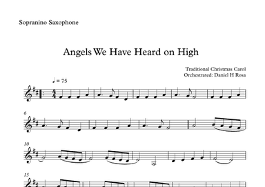 Angels We Have Heard on High - Gloria in excelsi Deo - Easy Sopranino Saxophone (arr. Daniel H Rosa)