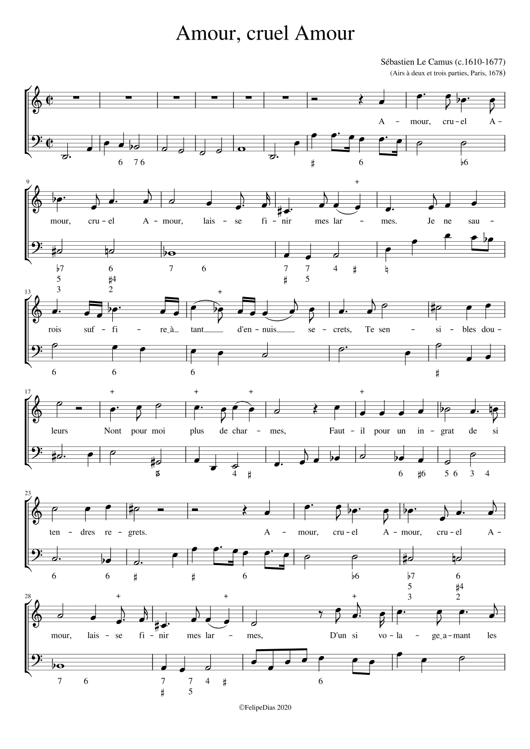 Amour, cruel amour (arr. Early Music Scores)