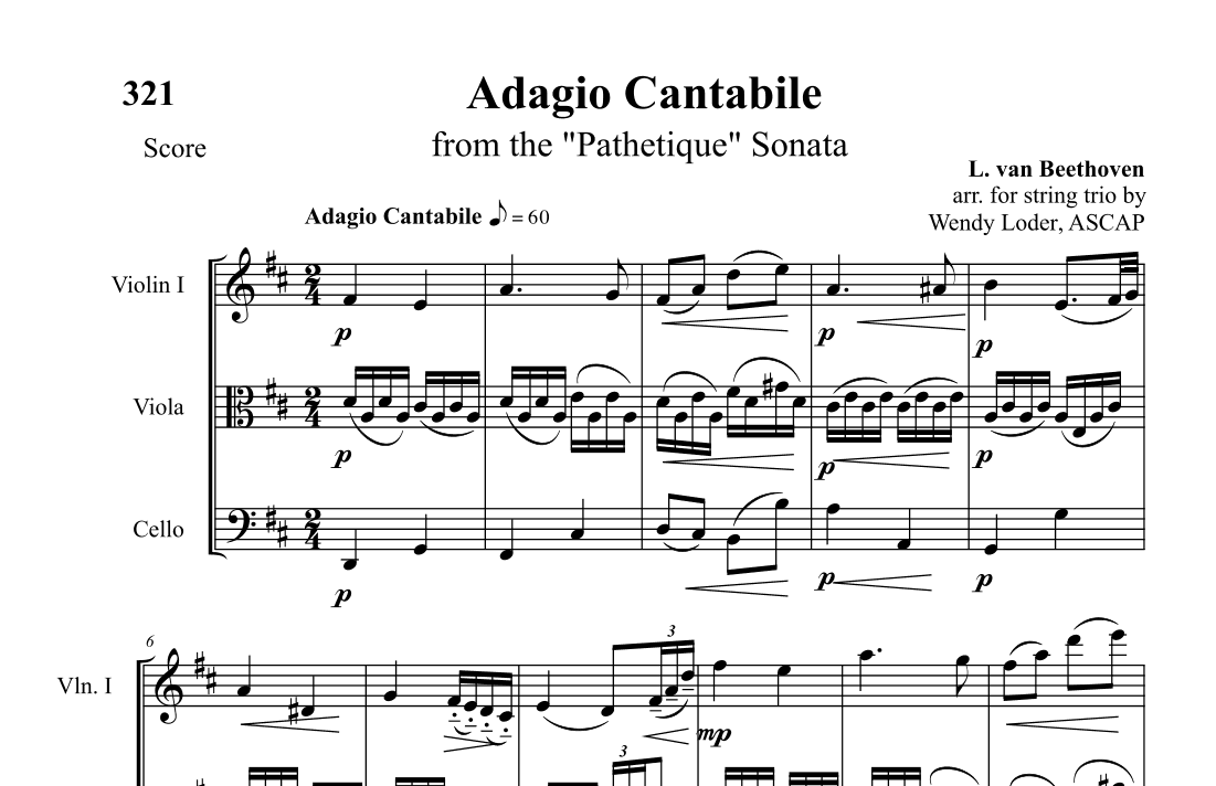 Adagio Cantabile (from the "Pathetique" Sonata) (arr. Wendy Loder, ASCAP)