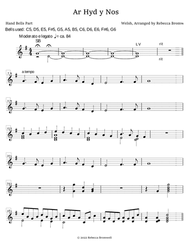 "Ar Hyd y Nos" - Score Only (arr. Rebecca Bromwell)