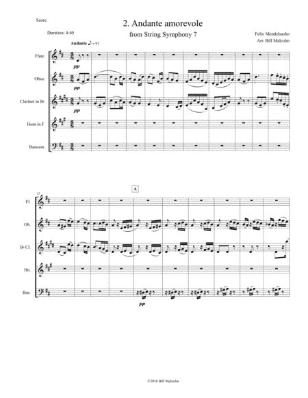 Andante and Menuetto from String Symphony 7 (arr. Bill Malcolm)