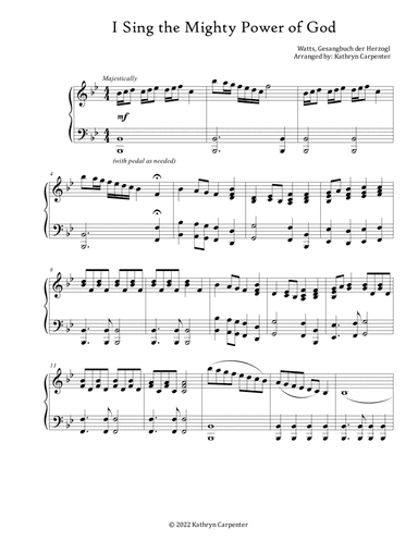 I Sing the Mighty Power of God (Piano Solo) (arr. Kathryn Carpenter)