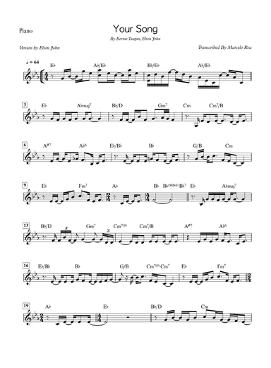 Your Song (arr. Arranje By Marcelo Rea)