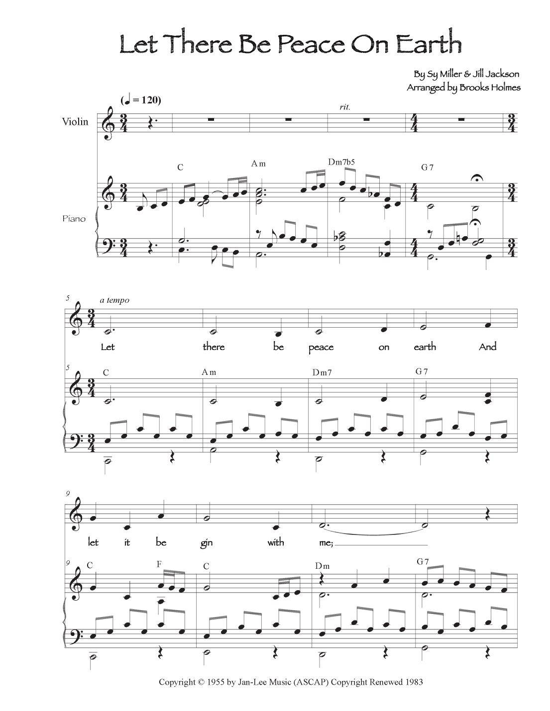 Let There Be Peace On Earth (arr. Brooks Holmes)
