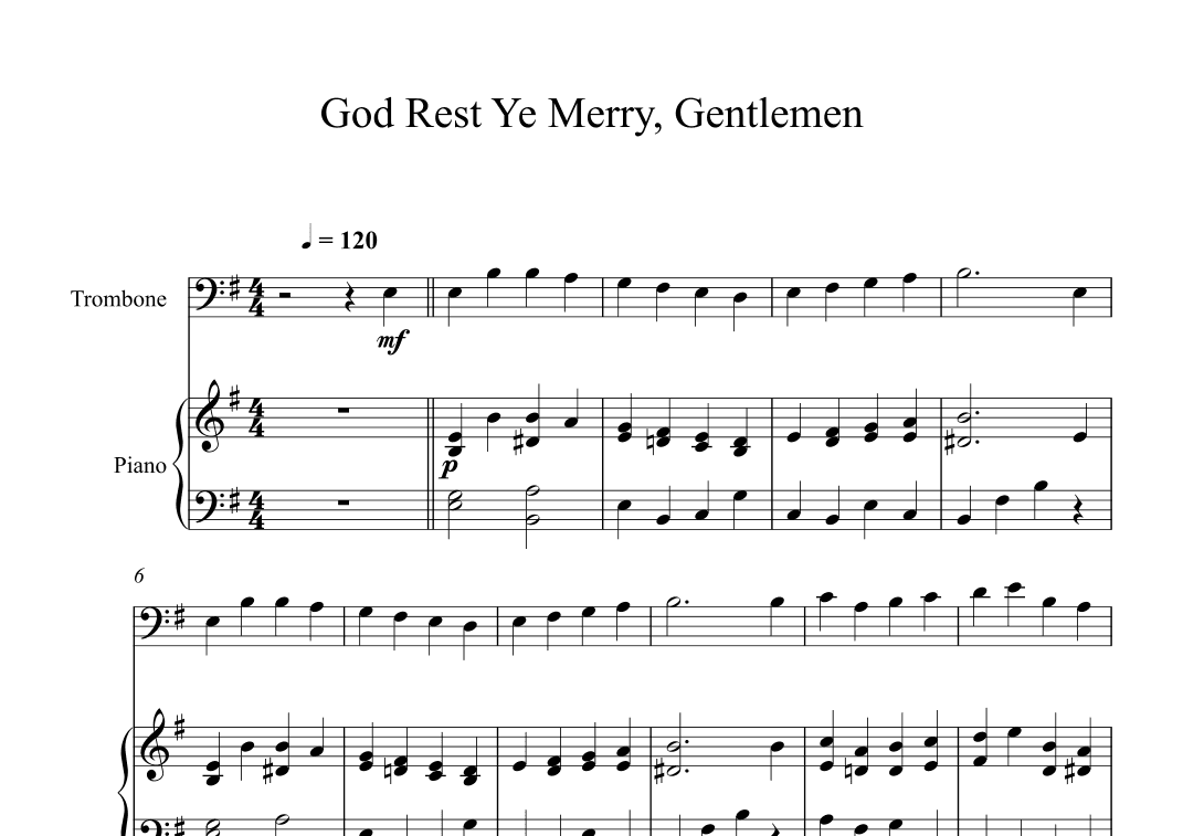 God Rest Ye Merry, Gentlemen (Trombone + Piano) (arr. Digital Book Music)