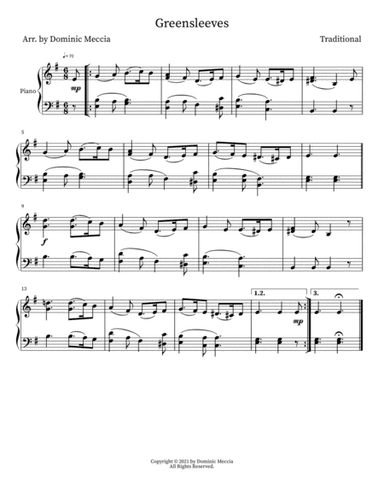 Greensleeves (arr. Dominic Meccia)
