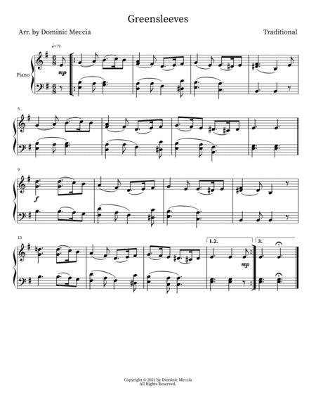 Greensleeves (arr. Dominic Meccia)