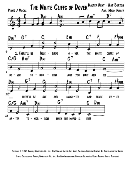 (there'll Be Bluebirds Over) The White Cliffs Of Dover (arr. Mark Ripley)