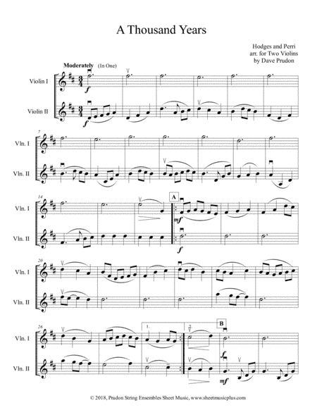 A Thousand Years (arr. Dave Prudon)
