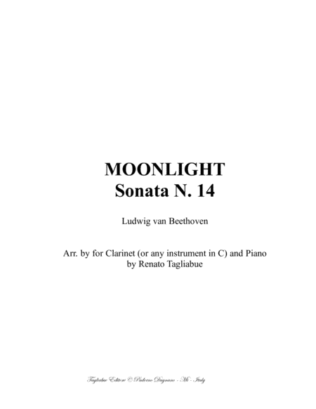 MOONLIGHT SONATA - Arr for Clarinet (or any instr. in Bb) and Piano. (arr. Renato Tagliabue)